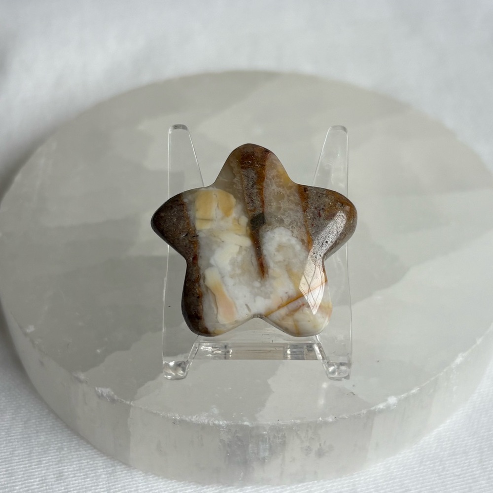 Mookaite crystal star carving